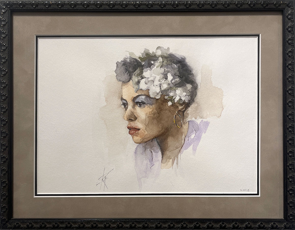 Billie Holiday Watercolor Portrait